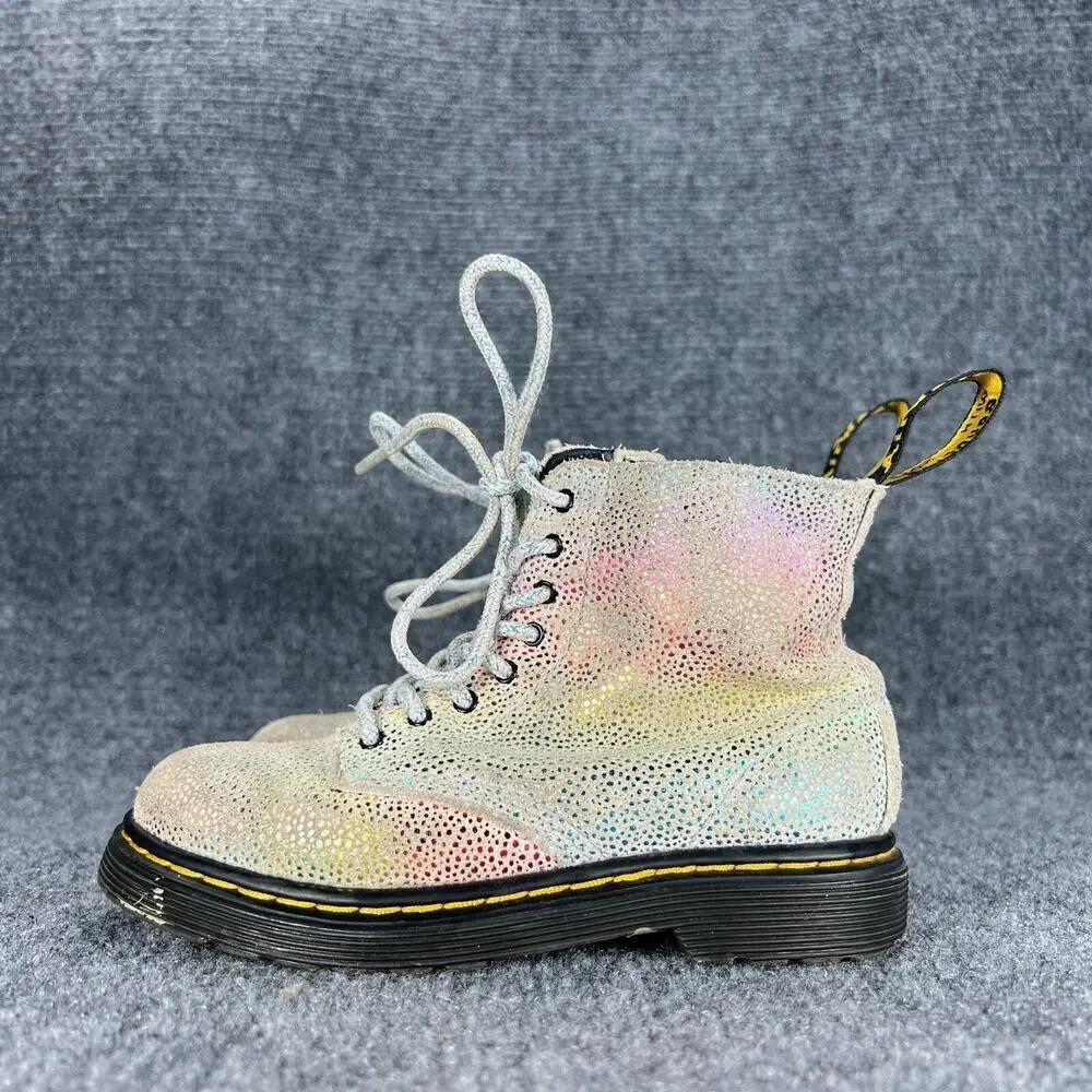 Dr. Martens Pascal T Boots Toddler Girls 10 Rainbow Glitter Suede Side Zip